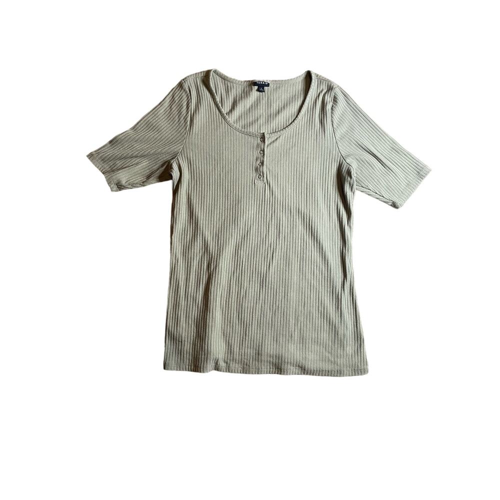 Torrid Ribbed Snap Top Lightish Green - Size 1 (14/16)**